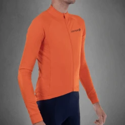 Carnac Men's Long Sleeve Cycling Jersey -Best Bike Shop Long sleave jersey orange Model side
