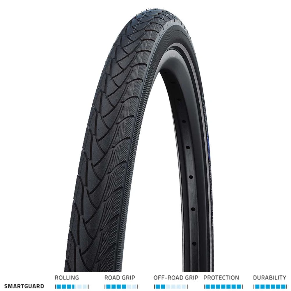 Schwalbe Marathon Plus SmartGuard Wired Tyre / 700c / 35mm / Black With Reflective Strip 1 Schwalbe Marathon Plus SmartGuard Wired Tyre / 700c / 35mm / Black With Reflective Strip